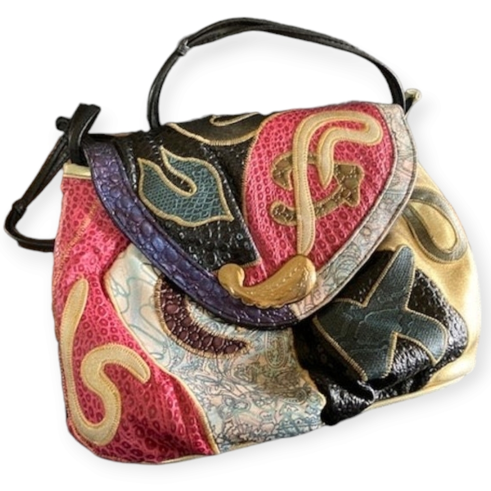 Multicolor Patchwork Leather Shoulder Bag